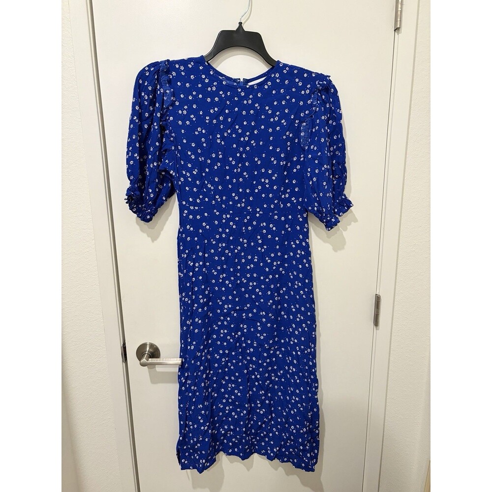 Faithfull The Brand Women’s Dress Size 2 Blue Floral Midi XS